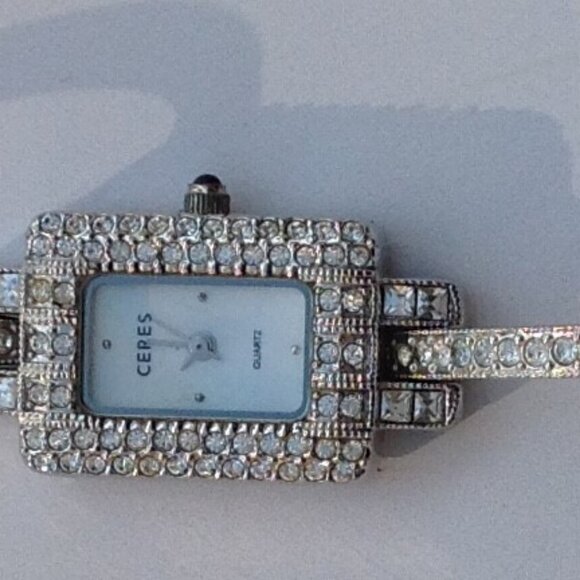 Ceres Ladies Watch Art Deco Tank Pave Crystal Bling main image 14